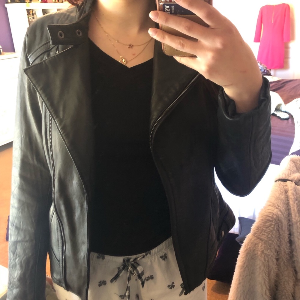 Michael Kors Genuine Leather Moto Jacket - Picture 6 of 8